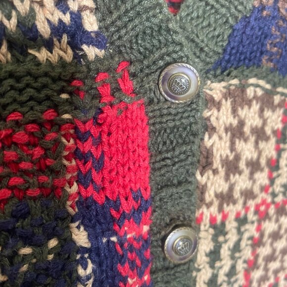 Vtg Robert Scott Hand Knitted Sweater Vest Womens PL Patchwork Holiday - Picture 4 of 8